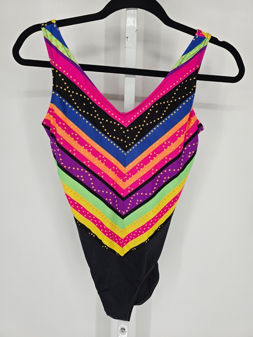 Vintage Sun Streak Womens Sz 16 One Piece Swimsuit Bright Rainbow Striped